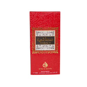 MASAEY is a well balanced, multi-layered scent that bursts opens with bright, fresh notes of Litchi, Pear, Bergamot essence which then merge into a rich, floral, and romantic heart consisting of Turkish Rose, Peony, and Vanilla.
