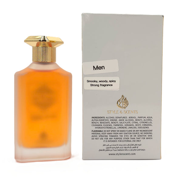 Back of Style & Scents OUD AL AROOS Box – Ingredients and Description