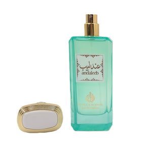 ANDALEEB perfume back label – ingredients and barcode