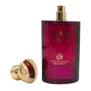 SAPHIA Eau De Parfum – Floral Gourmand Perfume for Women with Black Cherry, Rose, Almond, Vanilla, Tonka Bean & Cinnamon | Sweet, Warm & Long-Lasting Luxury Fragrance 100ML – Made in UAE (MDO006)
