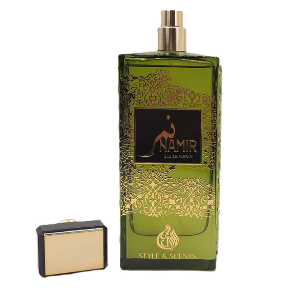 NAMIR Eau De Parfum front view – green glass bottle with gold detailing