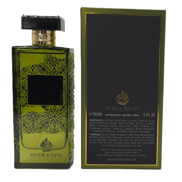NAMIR perfume box side with caution label and barcode